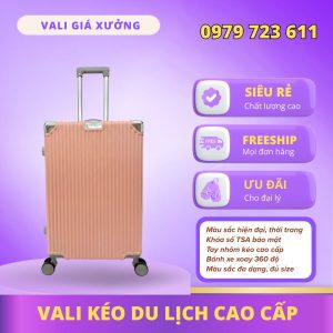 Vali kéo du lịch nhựa ABS/PC chống va đập, có khay đựng nước màu Hồng Phấn - KL02