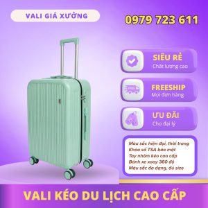 Vali kéo du lịch nhựa ABS/PC màu Xanh Mint cao cấp, hiện đại , khóa TSA bảo mật – CT01
