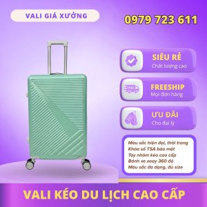 Vali Du Lịch Nhựa Dẻo ABS/PC, khóa số T01 – Màu Xanh Mint