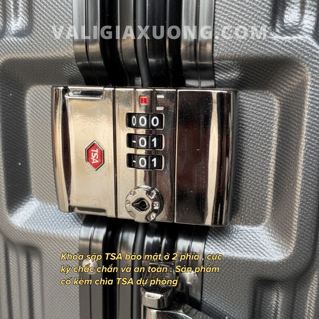 Vali Du Lịch Khung Nhôm Cao Cấp – Màu Xám Chì