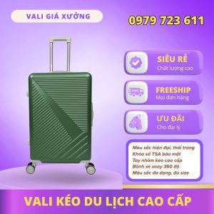 Vali Du Lịch Nhựa Dẻo ABS/PC, khóa số T01 – Màu Xanh Rêu