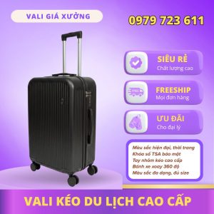 Vali kéo du lịch nhựa ABS/PC màu Đen cao cấp, hiện đại , khóa TSA bảo mật – CT01