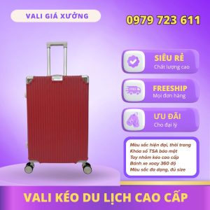 Vali kéo du lịch nhựa ABS/PC chống va đập, có khay đựng nước màu Đỏ - KL02