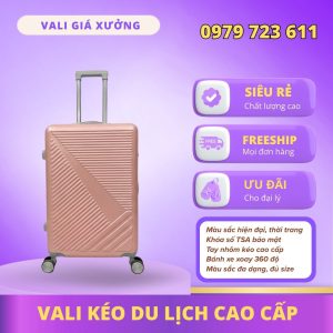 Vali Du Lịch Nhựa Dẻo ABS/PC, khóa số T01 - Màu hồng phấn