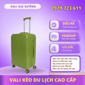 Vali kéo du lịch nhựa ABS/PC màu Xanh Matcha cao cấp, hiện đại , khóa TSA bảo mật – CT01